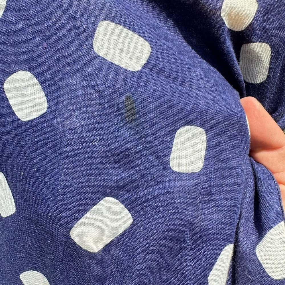 80s Blue Polka Dot Dress/Button Down Shirt Dress - Picture 4 of 7